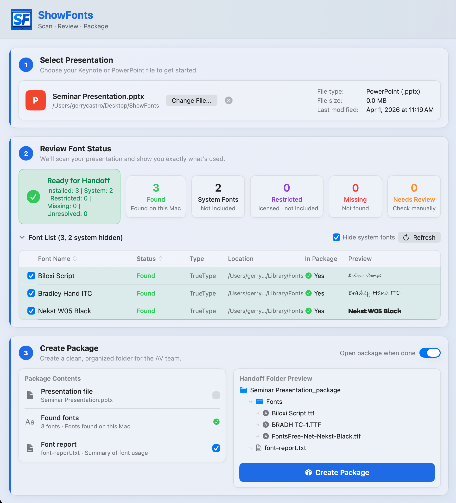ShowFonts UI